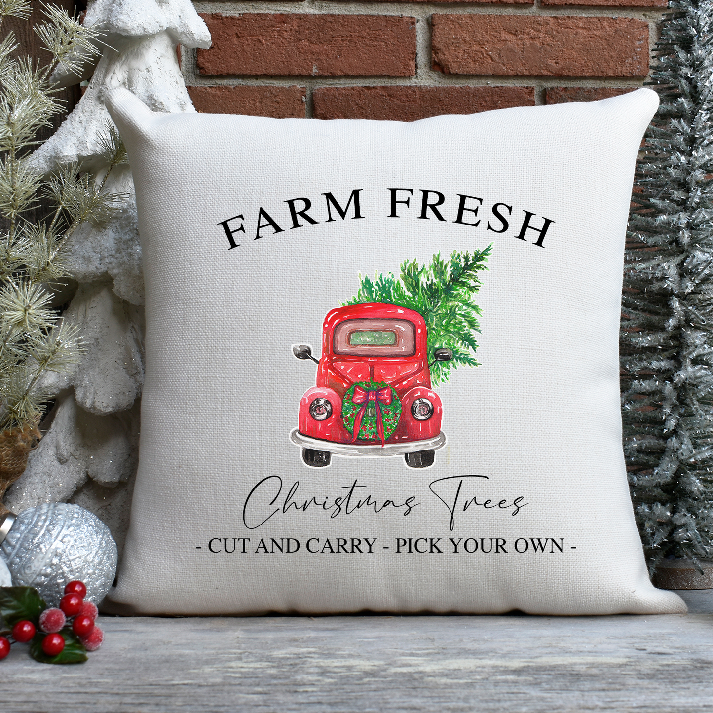 Farm Fresh Tree Truck Pillow