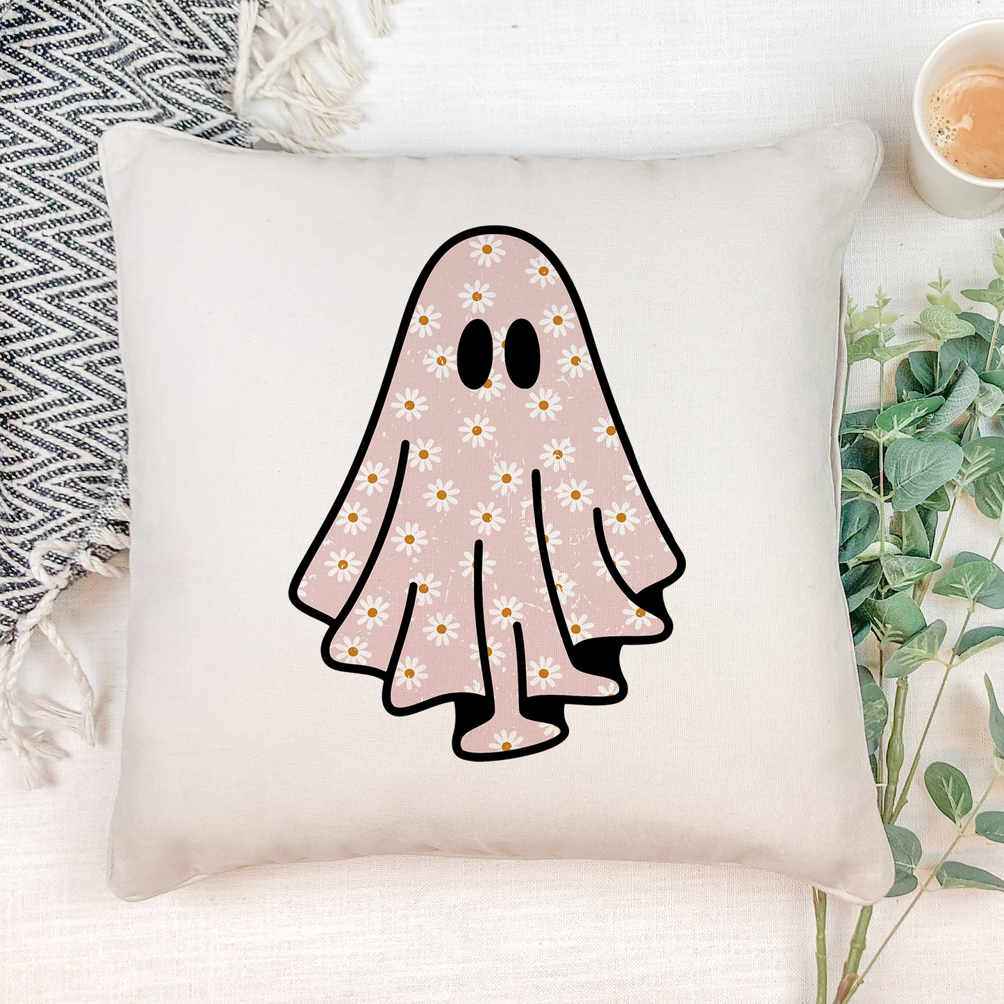 Pink Floral Ghost Pillow