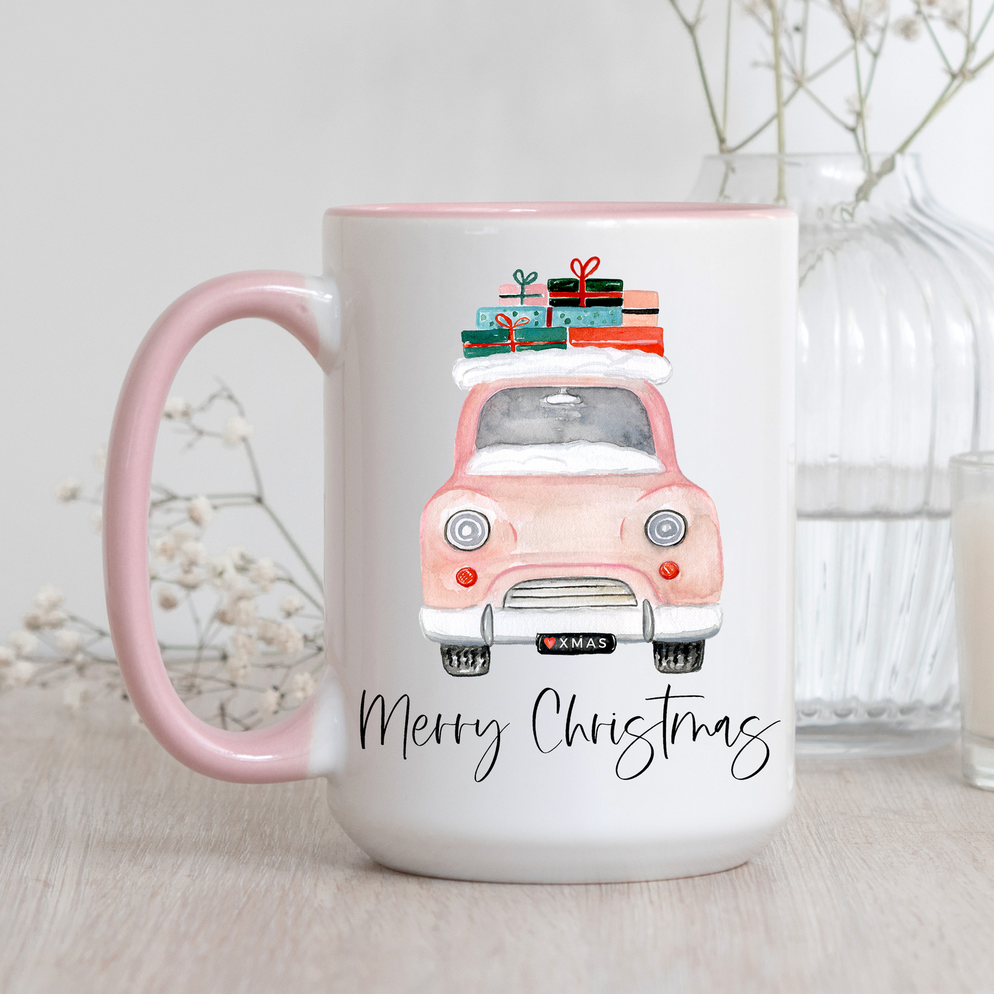 Pink Truck Christmas Mug