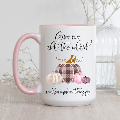 Give Me Plaid and Pumpkins Mug