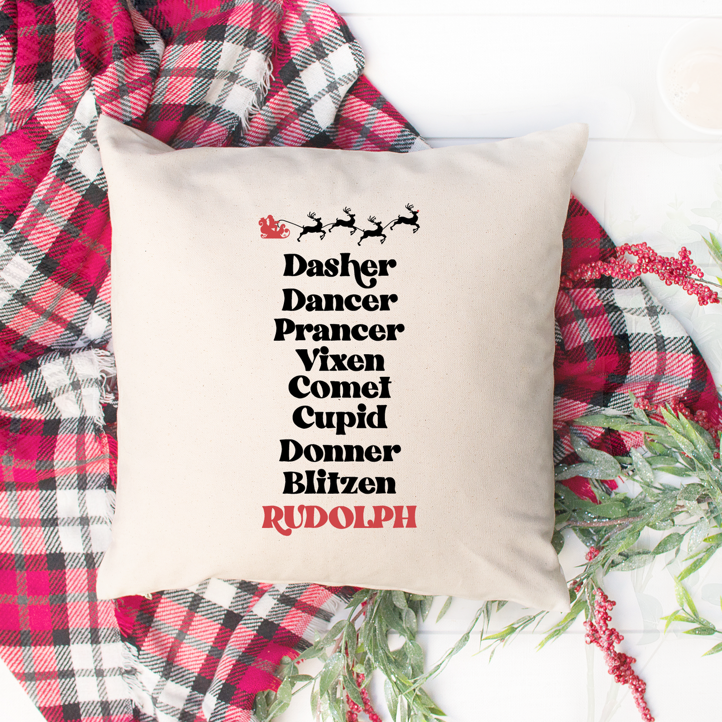Reindeer Names Pillow