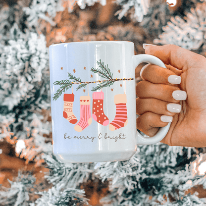 Merry and Bright Stockings Mug